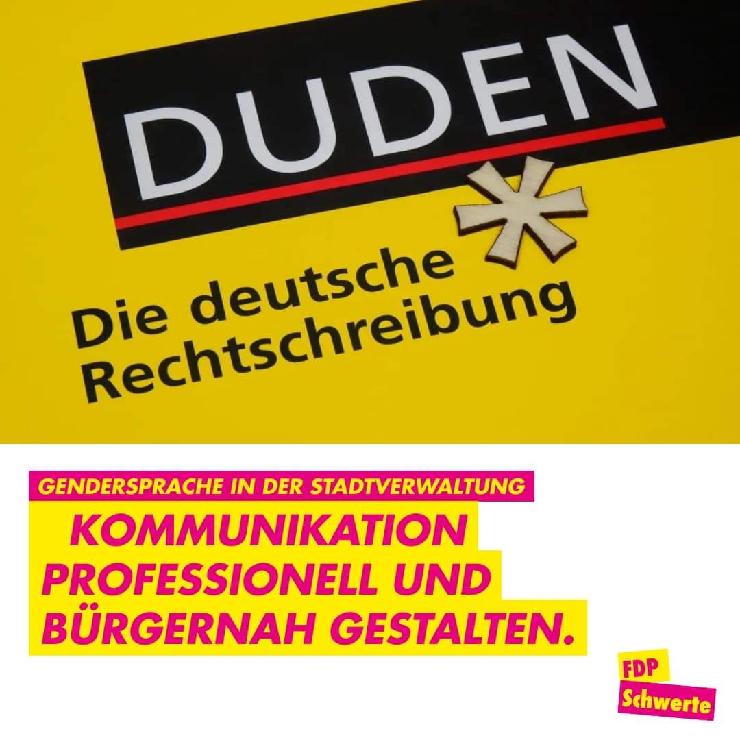 „Gendern, nein Danke“: FDP Schwerte will *-freie Stadtkommunikation – Berufung aufs Verfassungsgericht