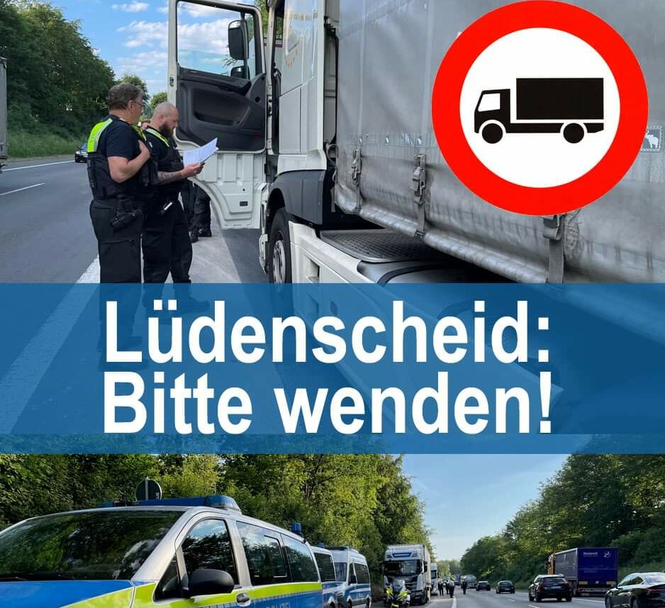 Bilanz der Lüdenscheider Lkw-Sperrung: Im Durchschnitt pro Werktag einer ohne Fahrerlaubnis – 15.500 Lkw in 5 Wochen kontrolliert