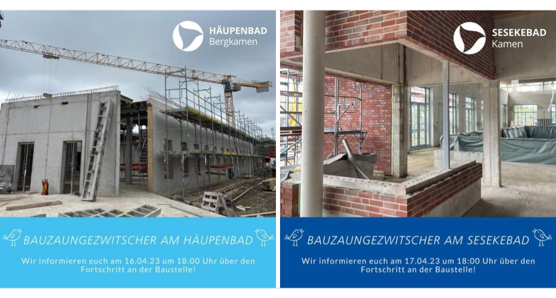 Baustellenführungen am künftigen Häupenbad Bergkamen und am Sesekebad Kamen – 65 Mio. Gesamtinvest