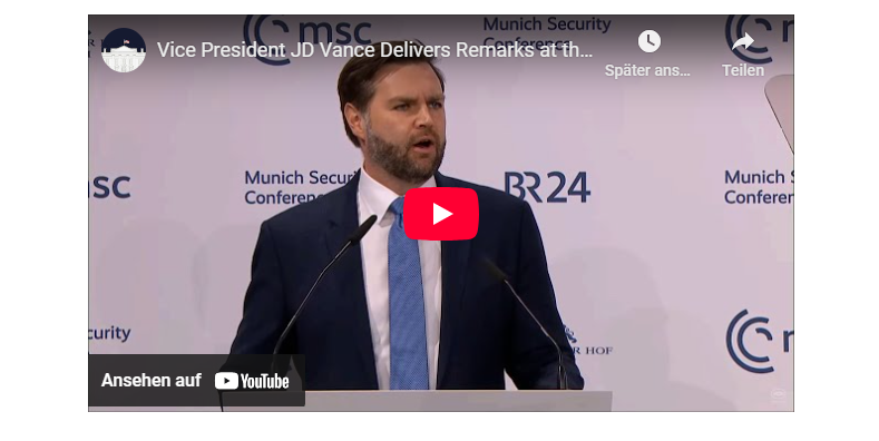 „In Washington gibt es einen neuen Sheriff“ – Die Rede des US-Vizepräsidenten auf der Sicherheitskonferenz im Wortlaut (übersetzt)