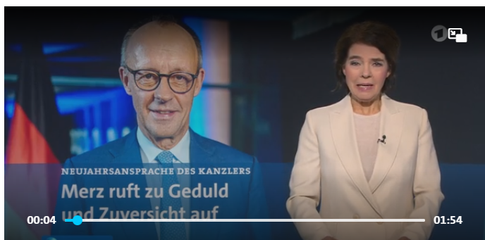Merz´ Neujahrsansprache: „Hören wir nicht auf Angstmacher und Schwarzmaler“ Merz´ Neujahrsansprache: „Hören wir nicht auf Angstmacher und Schwarzmaler“